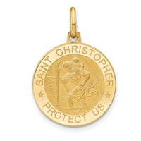 Load image into Gallery viewer, 14k Polished and Satin Round St. Christopher Pendant
