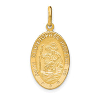 Load image into Gallery viewer, 14k Polished and Satin Oval St. Christopher Pendant
