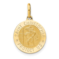 Load image into Gallery viewer, 14k Polished and Satin Round St. Christopher Pendant
