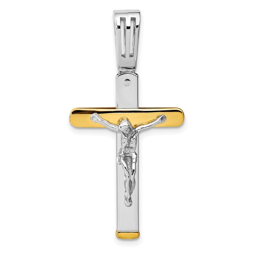 14k Two-tone Polished Crucifix Pendant