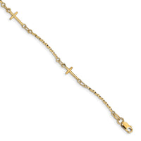 Load image into Gallery viewer, 14k Polished Twisted Cross Bracelet
