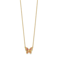 Load image into Gallery viewer, 14K Polished D/C w/ Pink Enamel Butterfly Necklace
