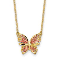 Load image into Gallery viewer, 14K Polished D/C w/ Pink Enamel Butterfly Necklace
