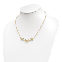 Load image into Gallery viewer, 14K Polished Filigree 3-Butterfly Bar Necklace
