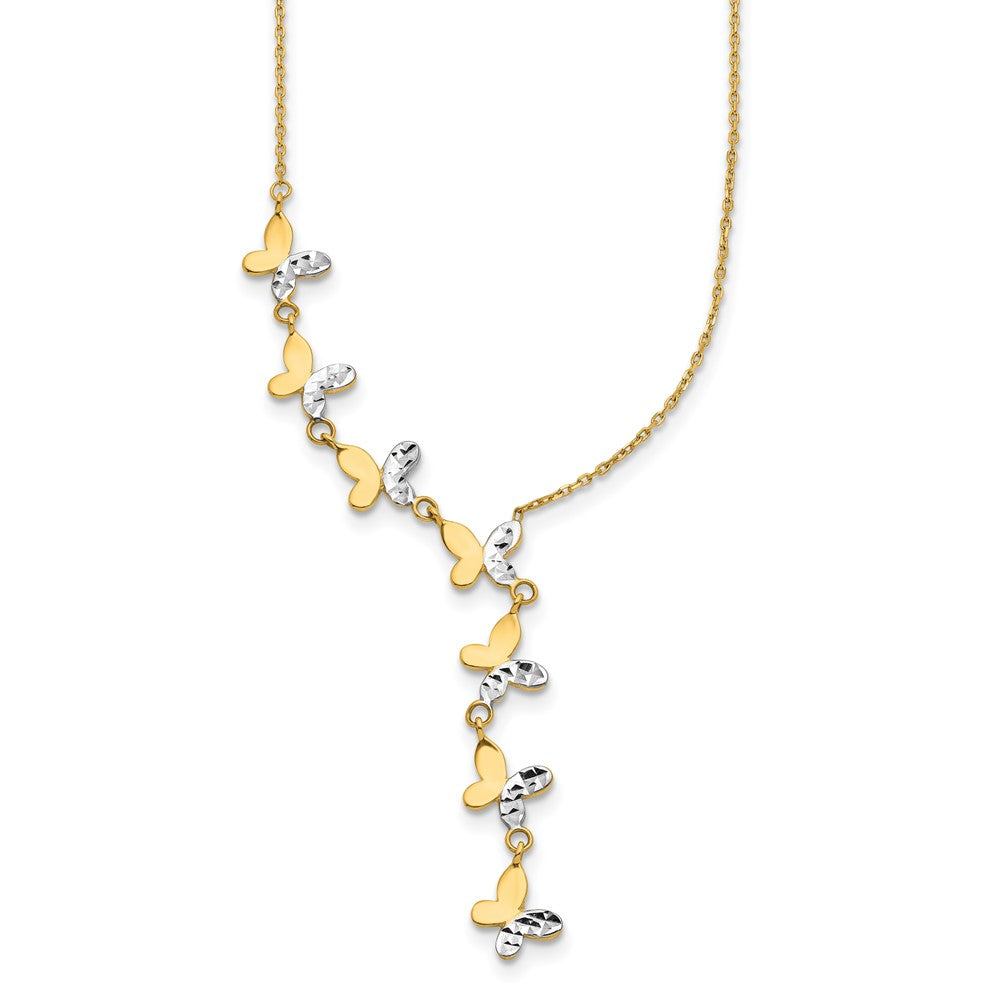 14K Rhodium-plated Polished D/C Butterfly Necklace
