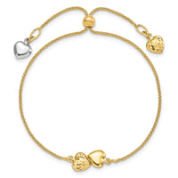 Load image into Gallery viewer, 14K Two-tone Polished D/C Heart Adjustable Bracelet
