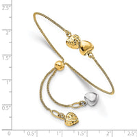 Load image into Gallery viewer, 14K Two-tone Polished D/C Heart Adjustable Bracelet
