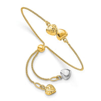 Load image into Gallery viewer, 14K Two-tone Polished D/C Heart Adjustable Bracelet
