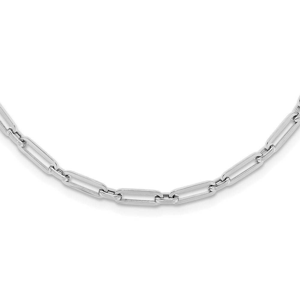 14K White Gold Polished Flat Oval Link Necklace