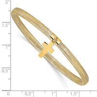 Load image into Gallery viewer, 14K Polished Cross Charm Stretch Bangle

