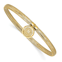Load image into Gallery viewer, 14K Polished Sun Charm Stretch Bangle
