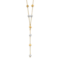 Load image into Gallery viewer, 14K Two-Tone  Polished Adjustable Beaded Y-Drop Necklace
