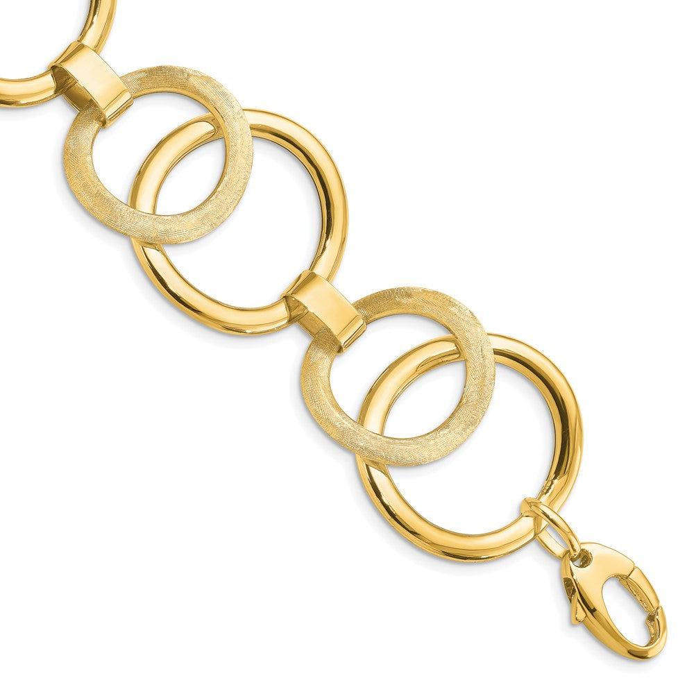 14k Polished Scratch-finish Fancy Link Bracelet