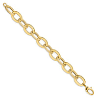 Load image into Gallery viewer, 14k Polished Scratch-finish Fancy Link Bracelet
