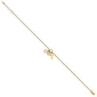 Load image into Gallery viewer, 14k Polished D/C Cross Heart Anchor w/ 1in ext. Anklet
