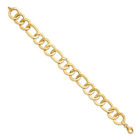 Load image into Gallery viewer, 14K Polished Textured Fancy Link Bracelet
