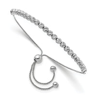 Load image into Gallery viewer, 14K White Gold Polished D/C Beaded Bolo Adj. Bracelet
