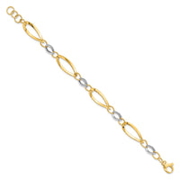 Load image into Gallery viewer, 14K Two-tone Polished and D/C Link w/1/2in. ext. Bracelet
