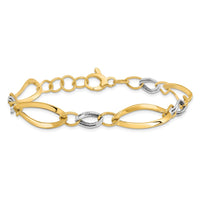 Load image into Gallery viewer, 14K Two-tone Polished and D/C Link w/1/2in. ext. Bracelet
