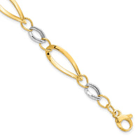 Load image into Gallery viewer, 14K Two-tone Polished and D/C Link w/1/2in. ext. Bracelet
