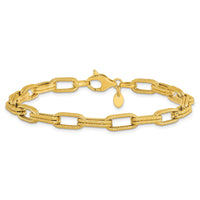 Load image into Gallery viewer, 14k Polished Textured Fancy Link Bracelet
