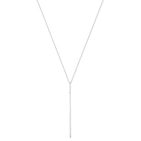 Load image into Gallery viewer, 14K White Gold Polished Y-drop Bar w/ 1in ext. Necklace
