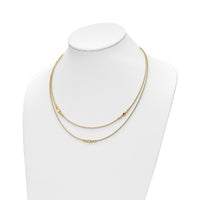 Load image into Gallery viewer, 14K Polished D/C Beaded 2-strand w/ .75in ext Necklace
