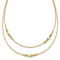 Load image into Gallery viewer, 14K Polished D/C Beaded 2-strand w/ .75in ext Necklace
