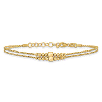 Load image into Gallery viewer, 14K Polished D/C Beaded 2-strand w/ 1in ext Bracelet
