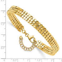 Load image into Gallery viewer, 14K Polished D/C Flexible w/ 1in Safety Chain Cuff Bangle
