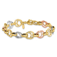 Load image into Gallery viewer, 14k White/Rose-plat Polished/Brushed Fancy Link Bracelet
