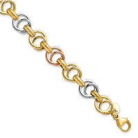 Load image into Gallery viewer, 14k White/Rose-plat Polished/Brushed Fancy Link Bracelet
