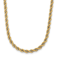 Load image into Gallery viewer, 14K Two-tone Polished Textured Rope Necklace
