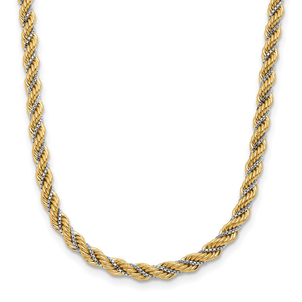 14K Two-tone Polished Textured Rope Necklace