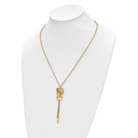 Load image into Gallery viewer, 14k Polished Green Enamel Tiger Y-drop Necklace
