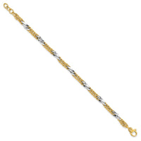 Load image into Gallery viewer, 14k Two-tone Polished D/C Link w/ .5in ext. Bracelet
