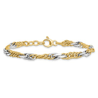Load image into Gallery viewer, 14k Two-tone Polished D/C Link w/ .5in ext. Bracelet
