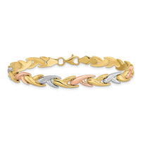 Load image into Gallery viewer, 14k Tri-color Polished and Brushed Link Bracelet
