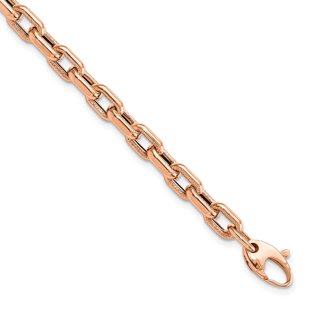 14K Rose Gold Polished and Textured Fancy Link Bracelet
