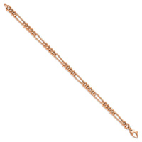 Load image into Gallery viewer, 14K Rose Gold Polished Figaro Link Bracelet

