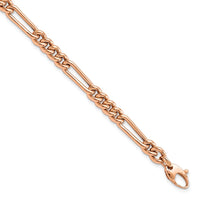 Load image into Gallery viewer, 14K Rose Gold Polished Figaro Link Bracelet
