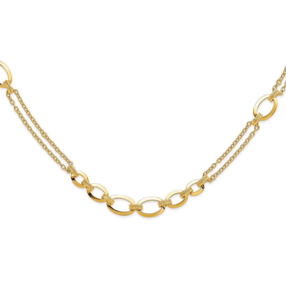 14K Polished Fancy Double-stranded Link Necklace