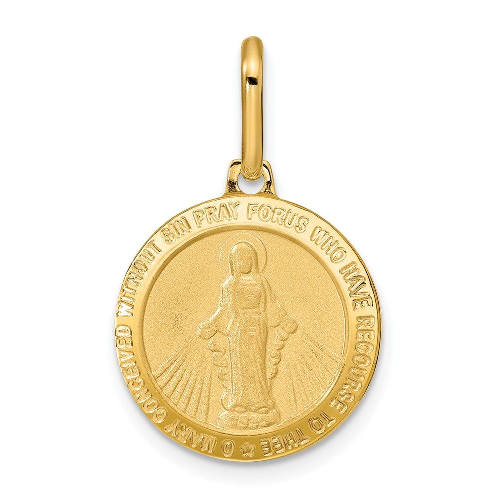 14k Polished and Matte Round Miraculous Medal