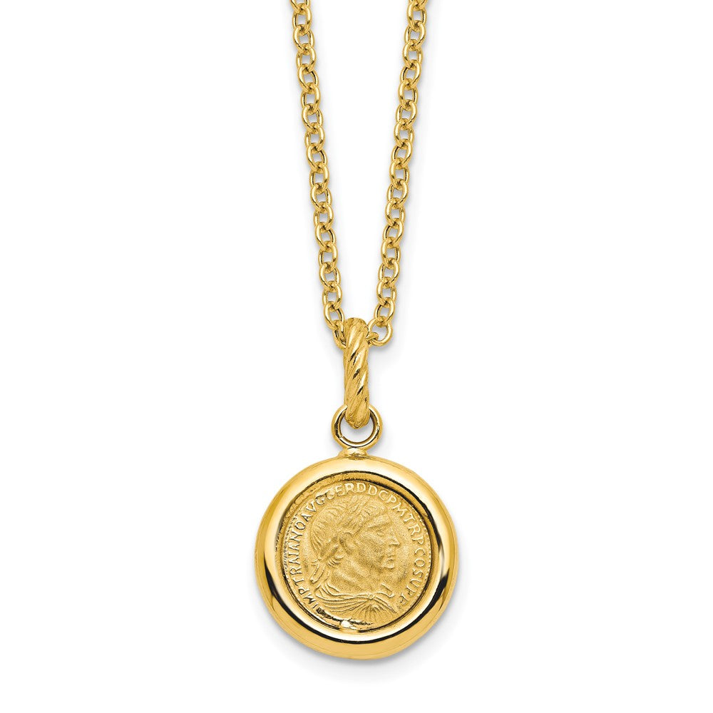 14k Polished and Matte Coin Necklace