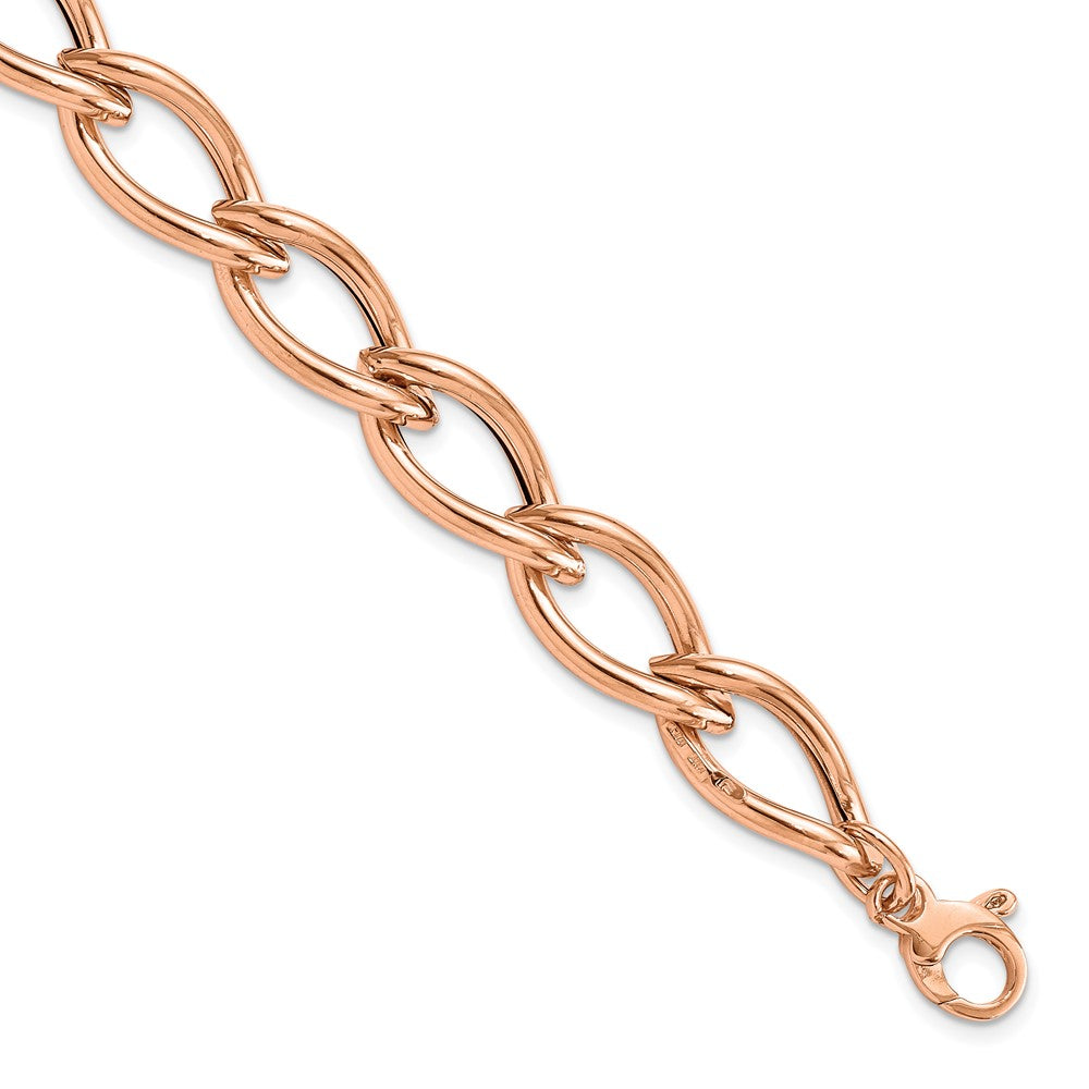 14k Rose Gold Polished Link w/ .5in ext Bracelet
