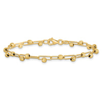 Load image into Gallery viewer, 14K Polished Diamond-cut Beads Link Bracelet
