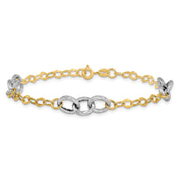Load image into Gallery viewer, 14K Two-tone Polished and Textured Fancy Link Bracelet
