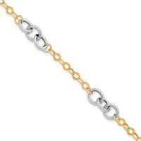 Load image into Gallery viewer, 14K Two-tone Polished and Textured Fancy Link Bracelet
