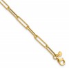 14K Polished and Textured Paperclip Link Bracelet