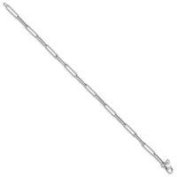 Load image into Gallery viewer, 14K White Gold Polished / Textured Paperclip Link Bracelet
